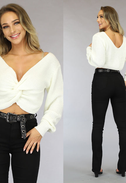 Witte Gebreide Trui met Twist