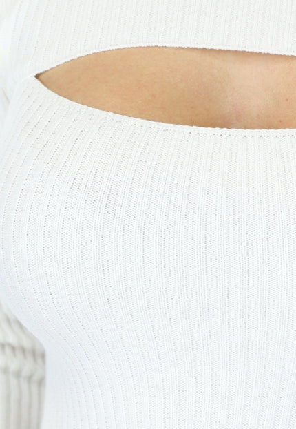 Witte Grove Rib Jurk