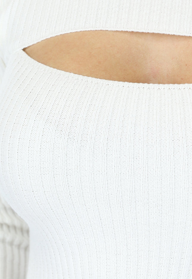 Witte Grove Rib Jurk