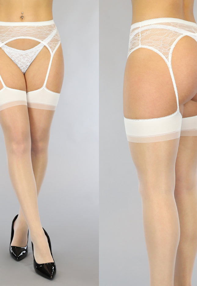Witte Kanten Jarretel-Look Kousen