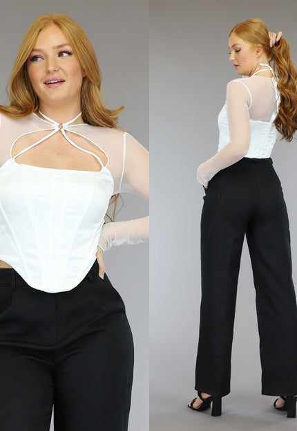 OP=OP.AV.09 Witte Longsleeve Korset Top