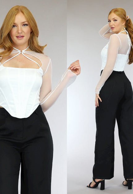 OP=OP.AV.09 Witte Longsleeve Korset Top