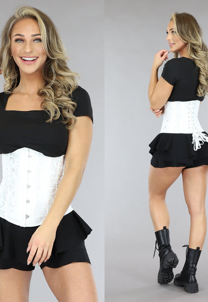 Witte Satin Underbust Korset