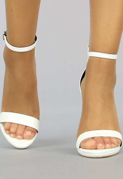 Witte Stiletto Sandaletten met Peeptoe