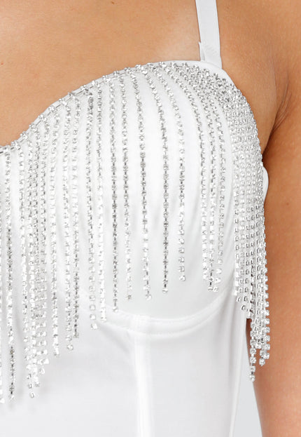 Witte Strass Bustier