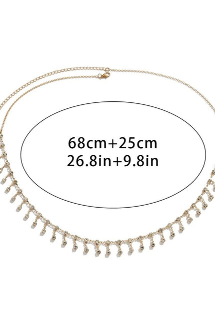 Zilveren Bodychain met Strass Bedeltjes