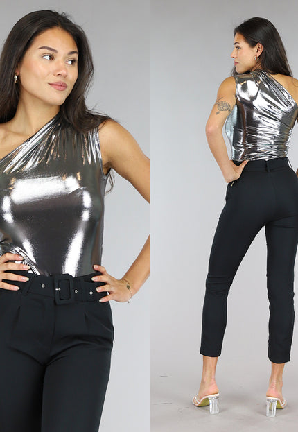 Zilveren Holografische Metallic Bodysuit