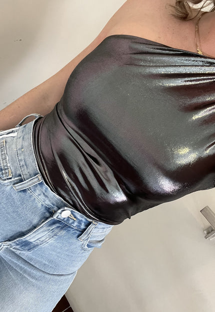 Zilveren Holografische Metallic Bodysuit