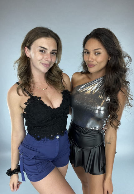 Zilveren Holografische Metallic Bodysuit