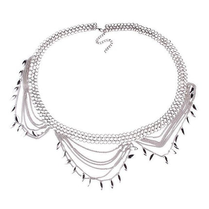 Zilveren Layered Bodychain met Bedeltjes