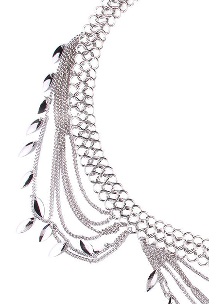 Zilveren Layered Bodychain met Bedeltjes