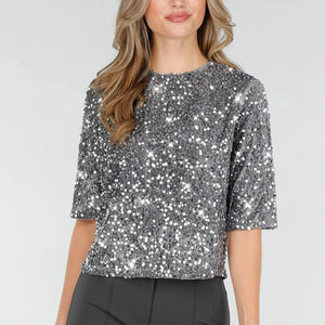 Zilveren Pailletten Top