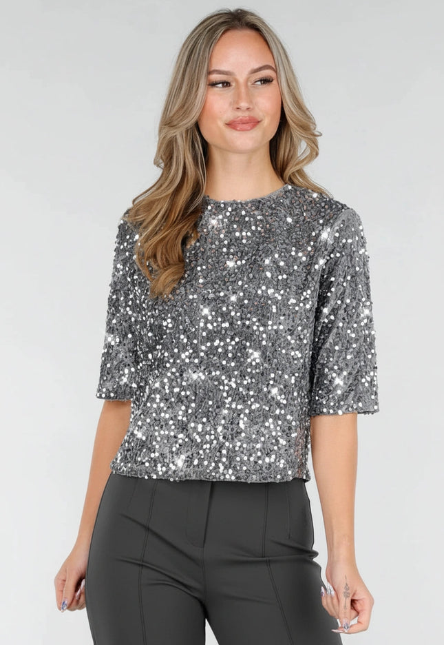 Zilveren Pailletten Top
