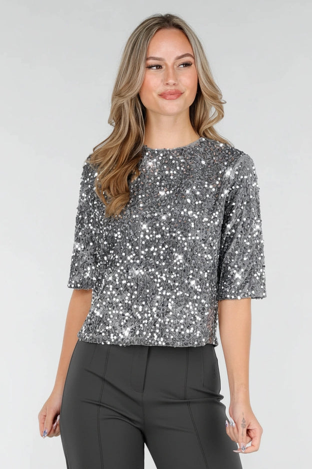 Zilveren Pailletten Top