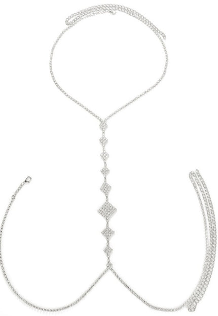 Zilveren Square Hals Bodychain