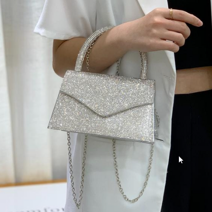 Zilveren Strass Hand/Schoudertasje