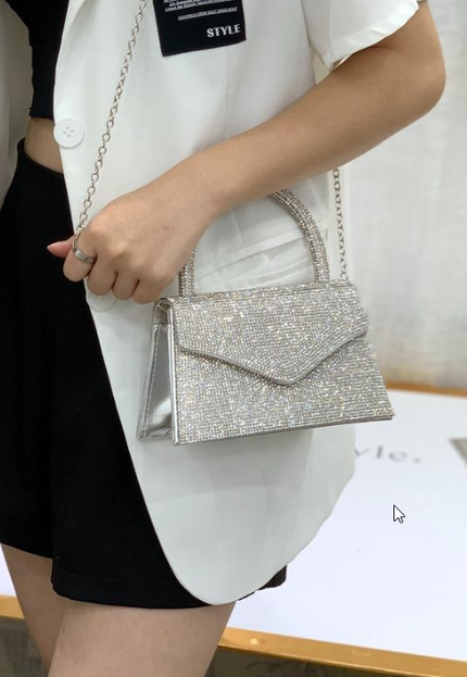 Zilveren Strass Hand/Schoudertasje