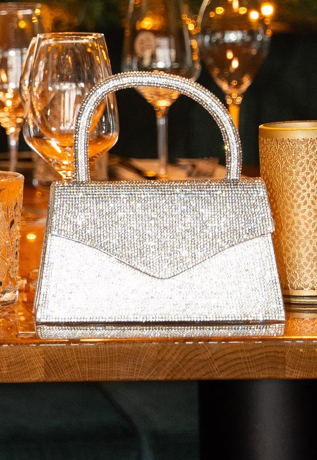 Zilveren Strass Hand/Schoudertasje