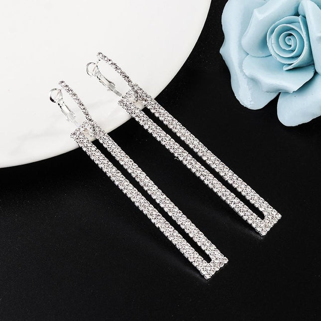 Zilveren Strass Oorhangers