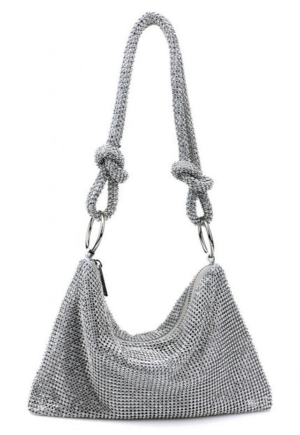 OP=OP.42.NL Zilveren Strass Schoudertas