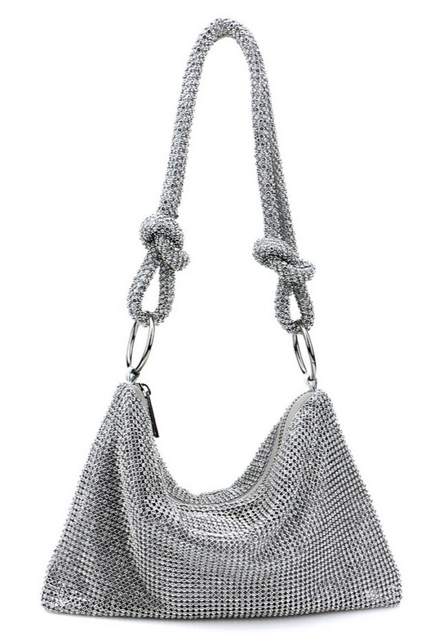 OP=OP.42.NL Zilveren Strass Schoudertas