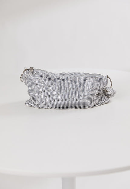 OP=OP.42.NL Zilveren Strass Schoudertas