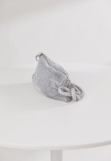 OP=OP.42.NL Zilveren Strass Schoudertas