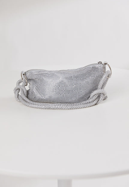 OP=OP.42.NL Zilveren Strass Schoudertas