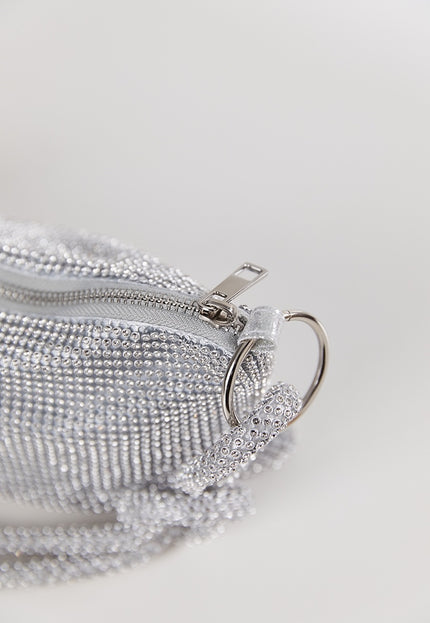 OP=OP.42.NL Zilveren Strass Schoudertas