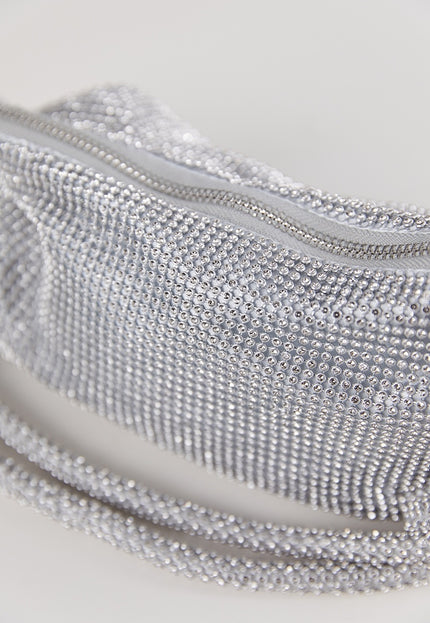 OP=OP.42.NL Zilveren Strass Schoudertas