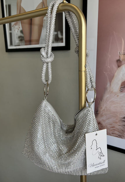 OP=OP.42.NL Zilveren Strass Schoudertas