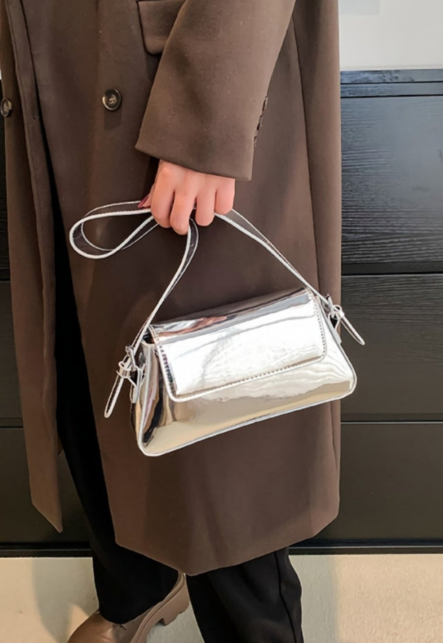 Zilveren Verstelbare Metallic Schoudertas