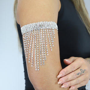 Zilveren Waterval Strass Armsieraad