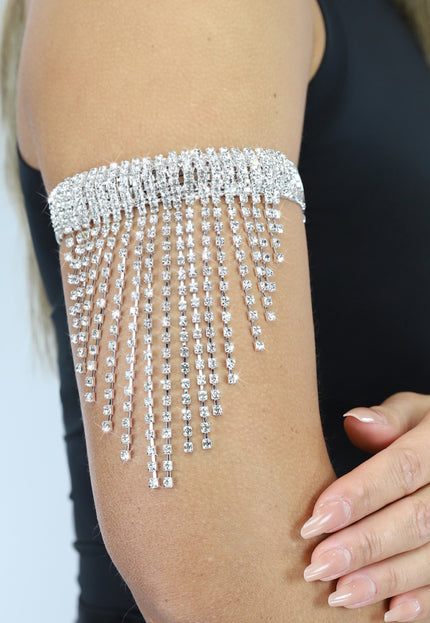 Zilveren Waterval Strass Armsieraad