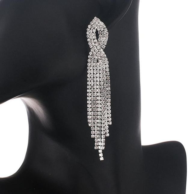 Zilverkleurige Oorbellen met Kwastjes van Strass