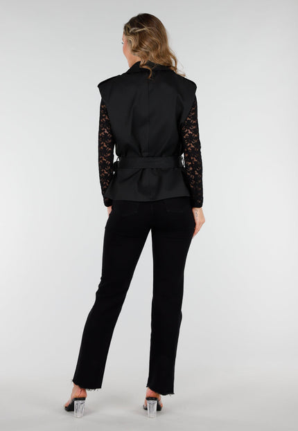 Zwart Gilet met Strikceintuur