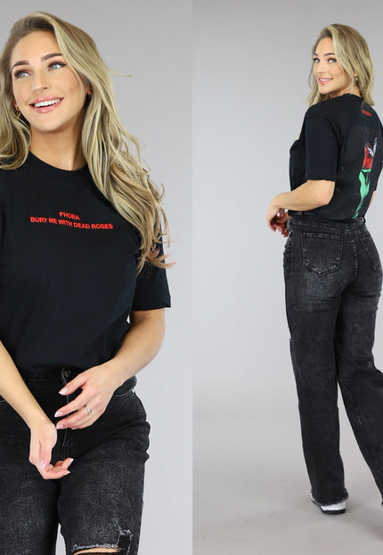 Zwart Oversized Roos T-Shirt