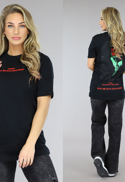 Zwart Oversized Roos T-Shirt