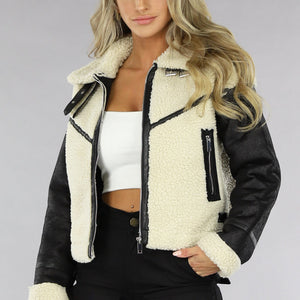 Zwart/Beige Lammy Coat