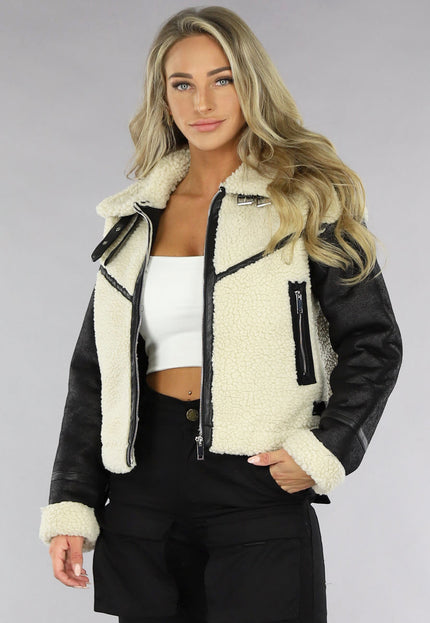 Zwart/Beige Lammy Coat