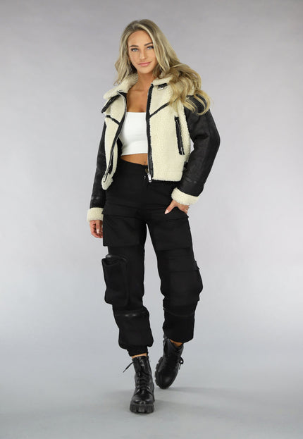 Zwart/Beige Lammy Coat