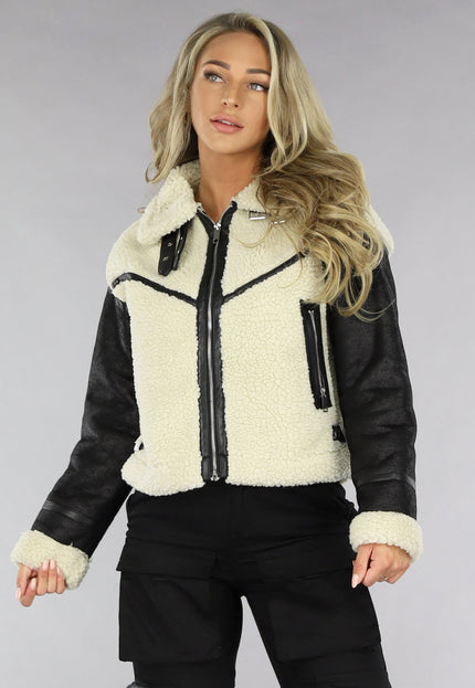 Zwart/Beige Lammy Coat