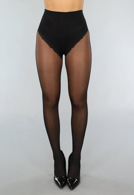 Zwarte 20 Denier Panty met Corrigerend Broekje