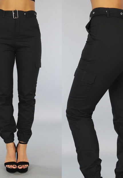 OP=OP.44.NL Zwarte Cargo Broek met Riem