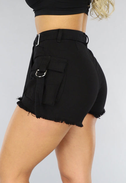Zwarte Cargo Overslag Skort