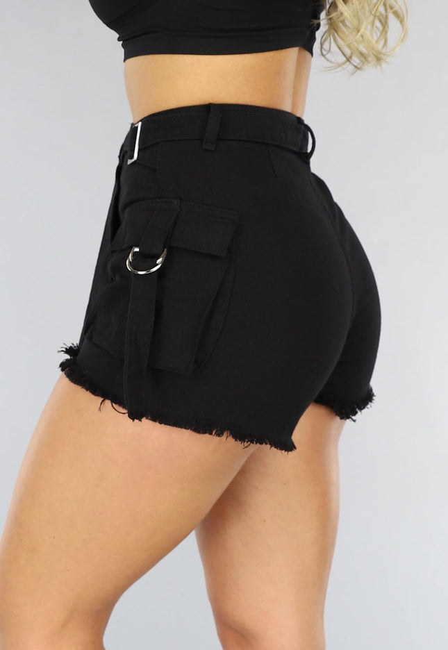 Zwarte Cargo Overslag Skort