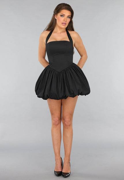 Zwarte Effen Ballon Jurk