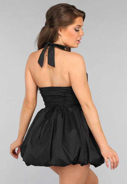 Zwarte Effen Ballon Jurk