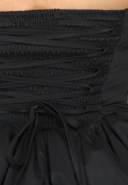 Zwarte Effen Ballon Jurk