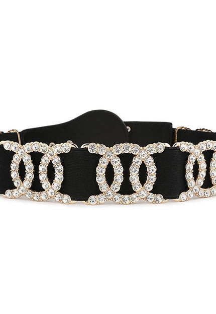 Zwarte Elastische Riem met Strass